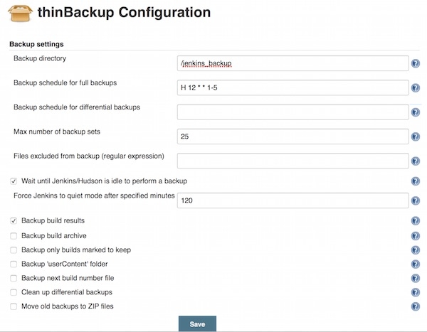 thinbackup settings