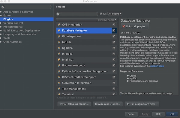 PyCharm Database Navigator