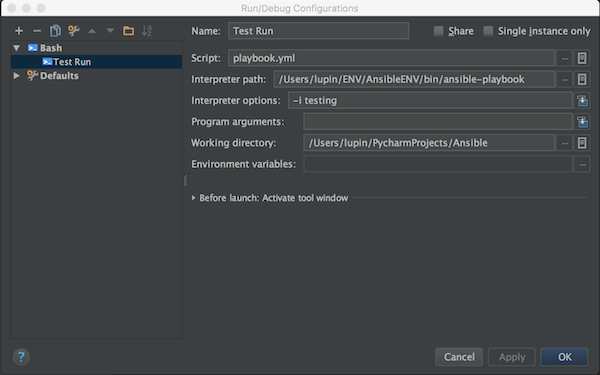 PyCharm and Ansible