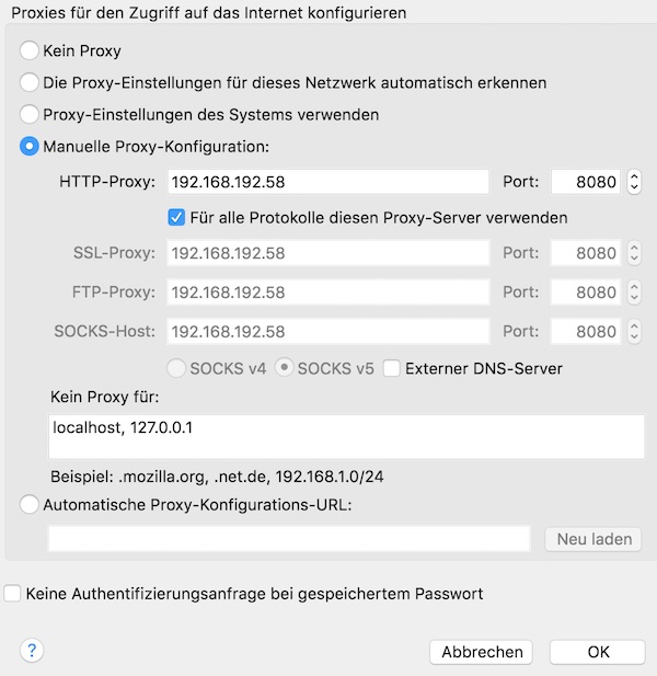 firefox proxy settings