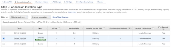 AWS EC2 instance type