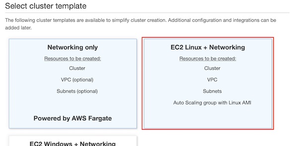AWS ECS cluster template
