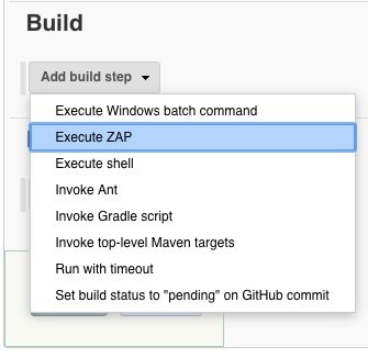 Add build step Execute ZAP