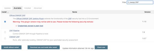 Jenkins Plugin OWASP ZAP