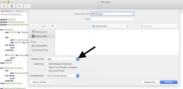 Save/Export applescript as application